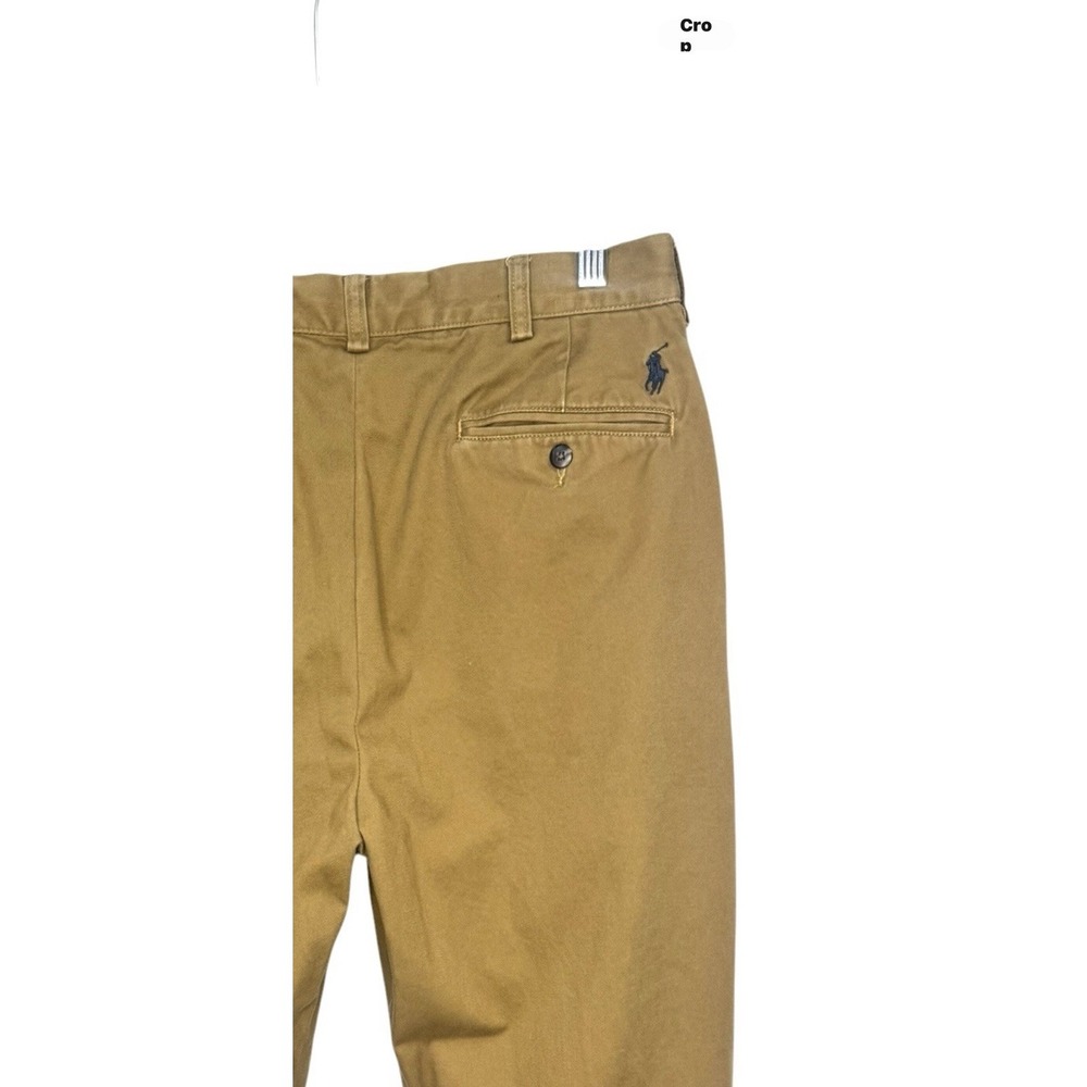 Polo Ralph Lauren Ethan Pant Men's Size 34/32 Khaki 100% Cotton Pleated Preppy - Picture 7 of 7